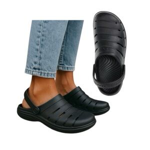 Rugged Shark Black Ventilated Clogs with Adjustable Strap
